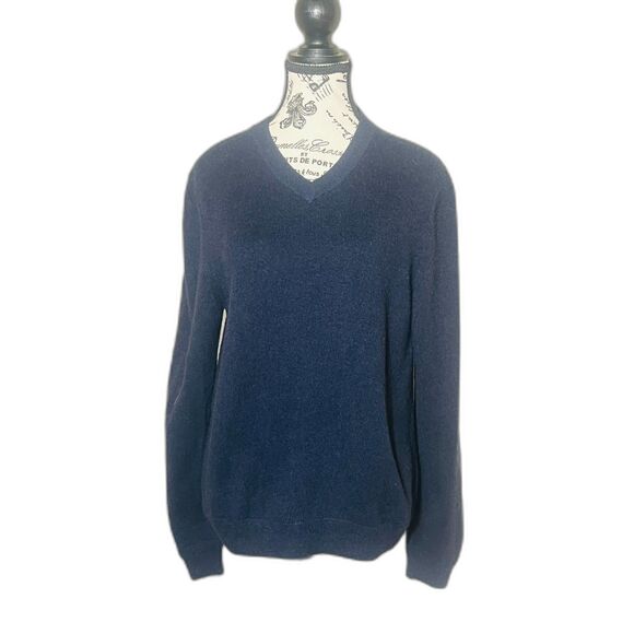 John W Nordstrom Men's Navy Cashmere V Neck Sweater Small - Picture 1 of 8